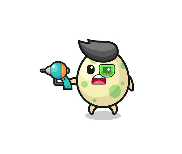 Cute spotted egg holding a future gun