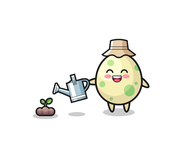 Cute spotted egg is watering plant seeds cute design