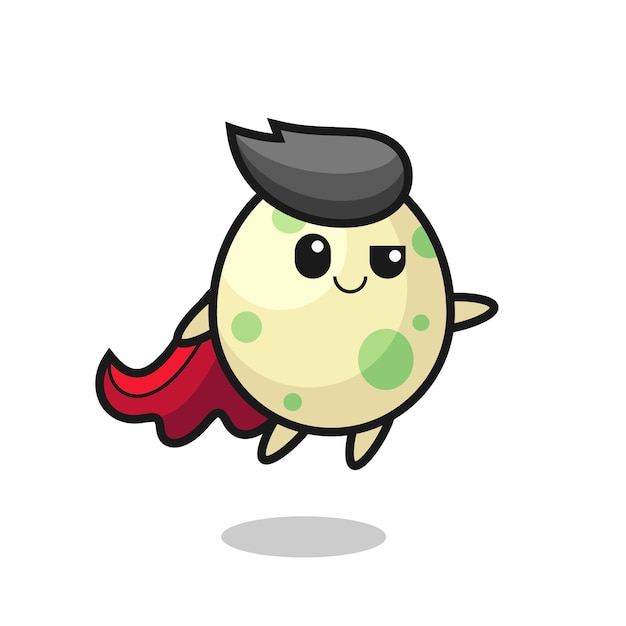 Cute spotted egg superhero character is flying