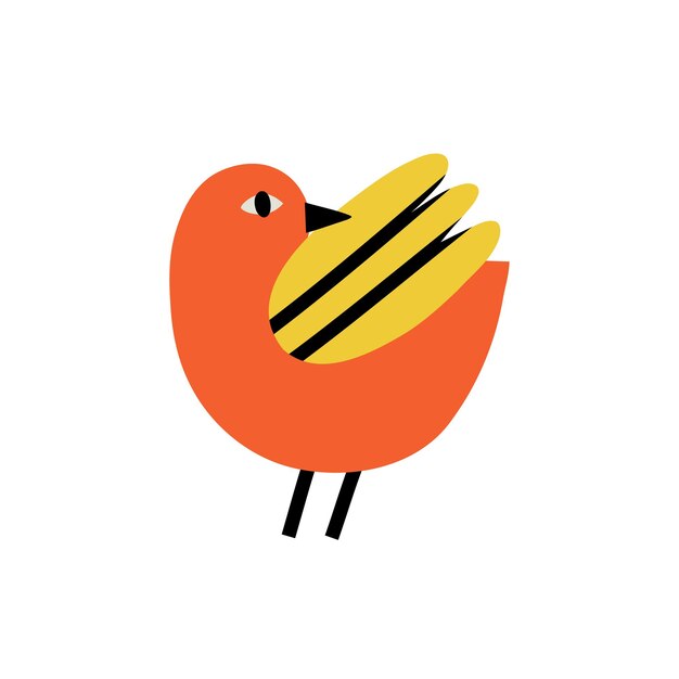 Vector cute spring bird vector illustration in trendy flat style