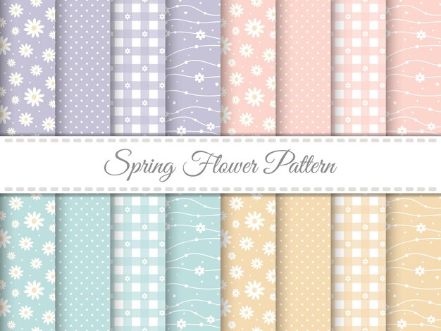 Cute Spring Flower Seamless Pattern Set on Pastel Colors Ditsy print Floral seamless background C