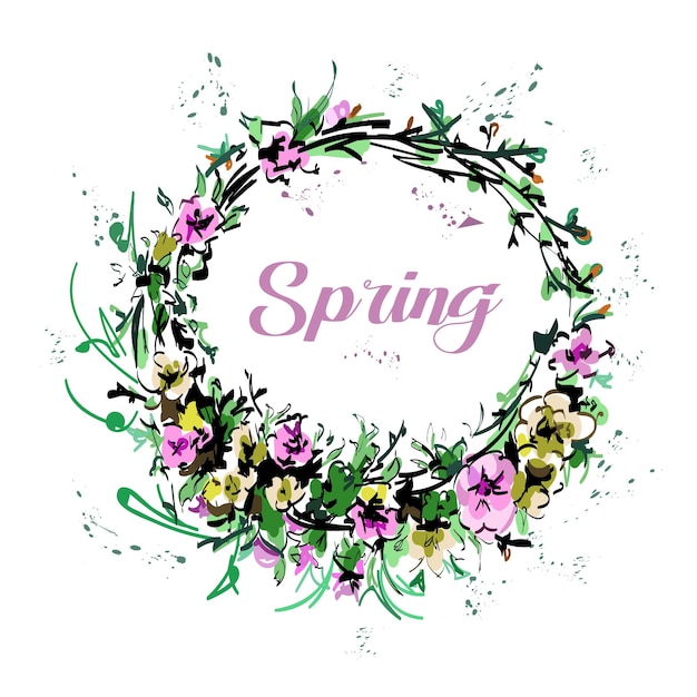 Cute spring flower wreath