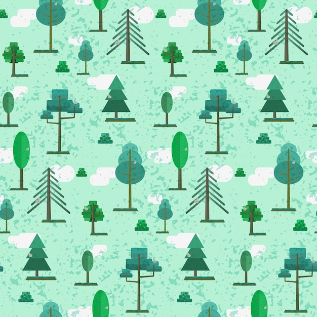 Cute spring or summer flat textured forest pattern