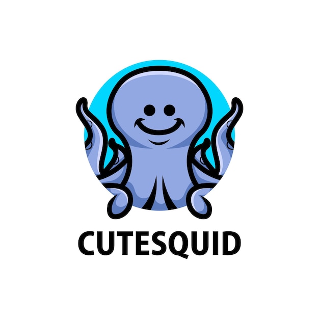 Logo del fumetto di calamari carino