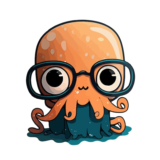 Cute squid cartoon style