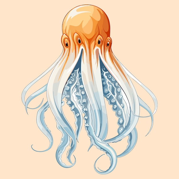 Cute Squid Cartoon Vector Art Illustration Design