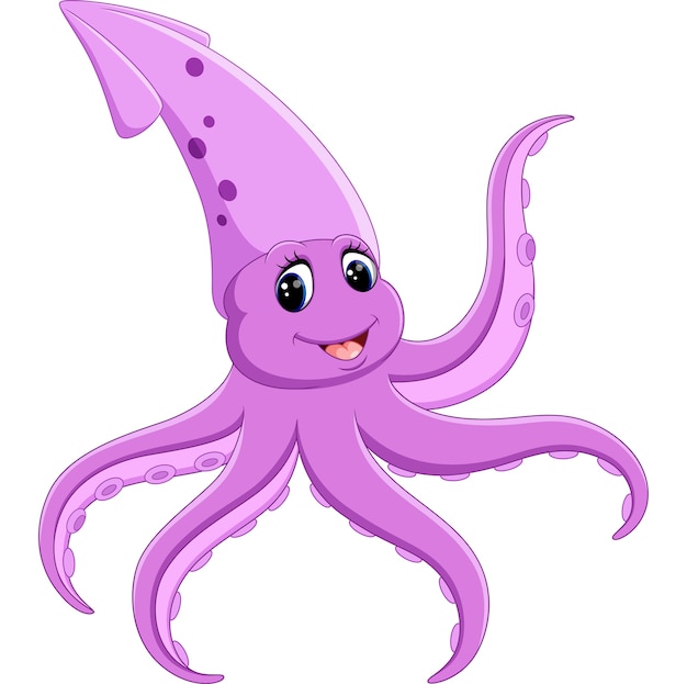 Vector cute squid cartoon