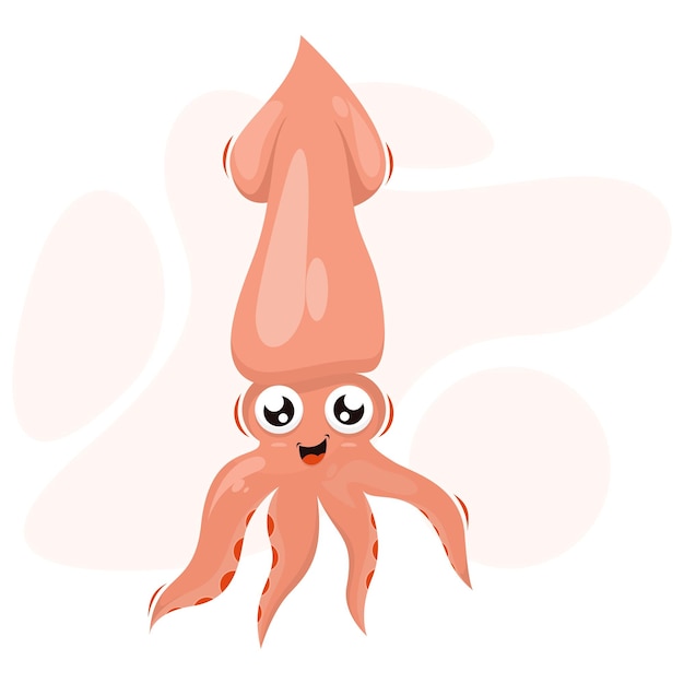 Vector cute squid illustration logo design