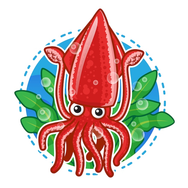 Vettore cute squid mascot