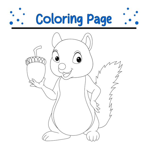 Vector cute squirrel animal coloring page for children