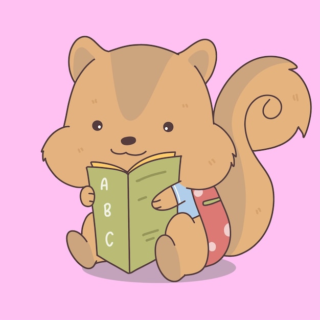 Cute squirrel animal student character with school supplies