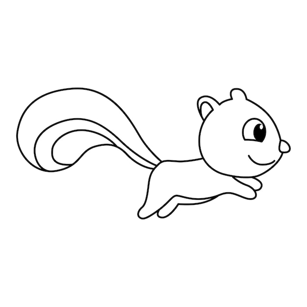 Simpatico cartone animato scoiattolo pagina da colorare illustrazione vettore per bambini libro da colorare