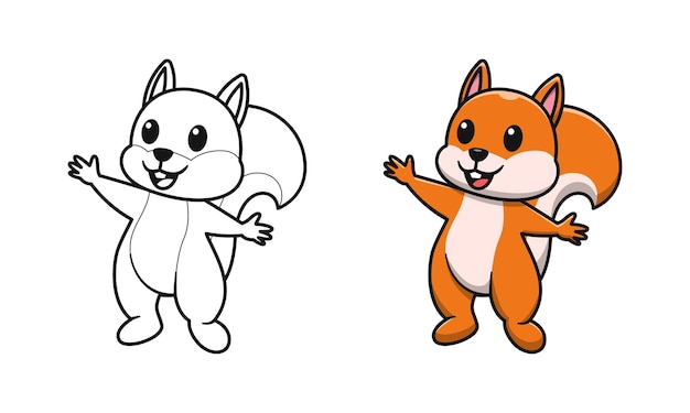 아이들을위한 귀여운 다람쥐 만화 색칠 공부 페이지