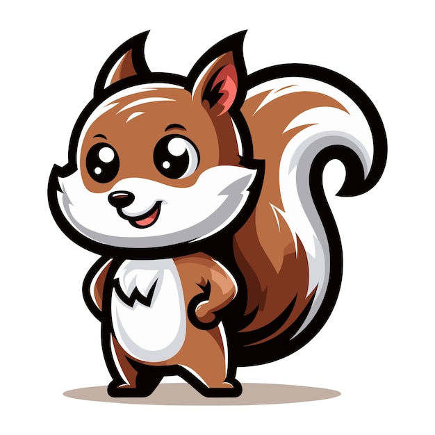 Cute squirrel cartoon mascot character vector illustration smiling adorable squirrel chipmunk