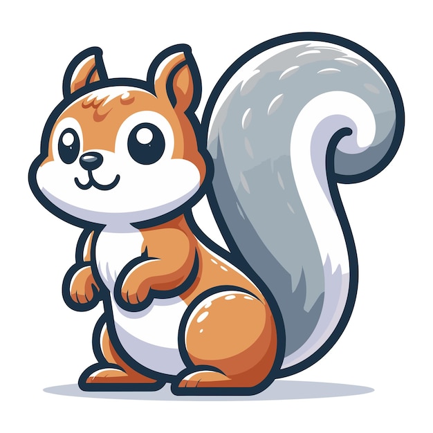 Cute squirrel cartoon mascot character vector illustration smiling adorable squirrel chipmunk