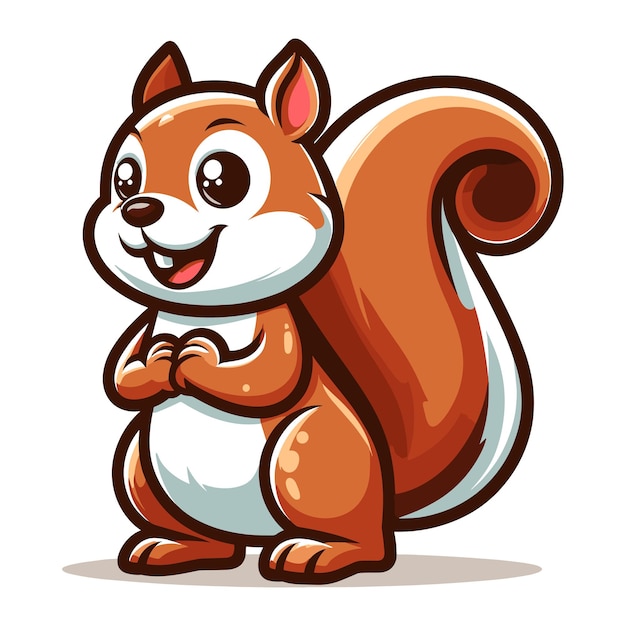 Cute squirrel cartoon mascot character vector illustration smiling adorable squirrel chipmunk