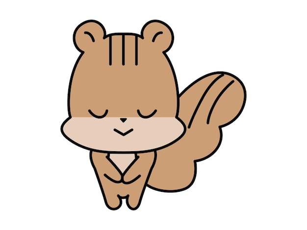 A cute squirrel character bows