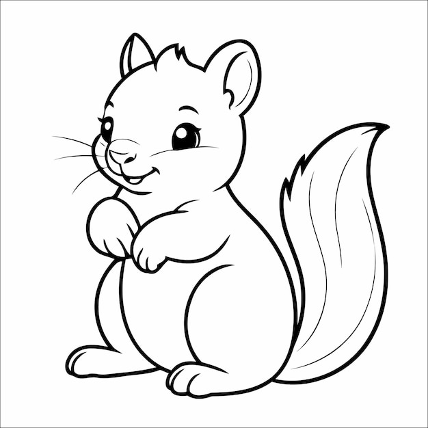 Vector cute squirrel coloring page for kids