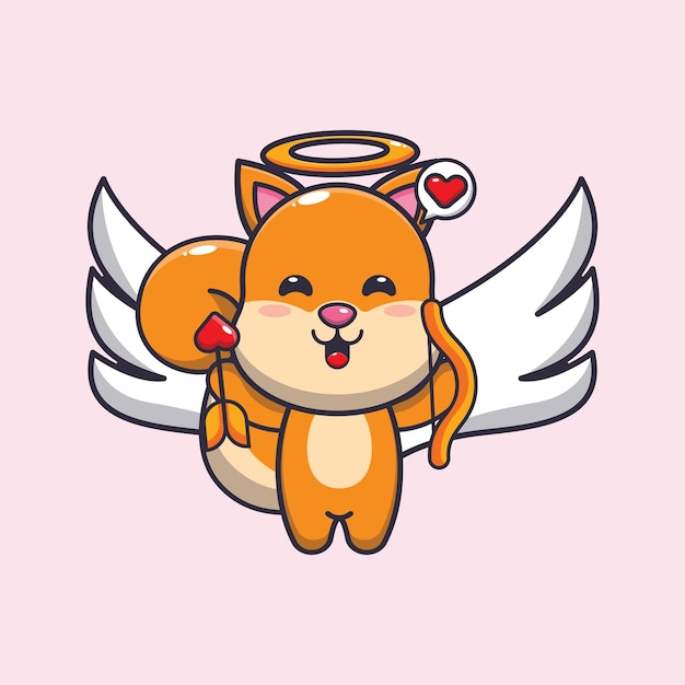 cute squirrel cupid cartoon character holding love arrow