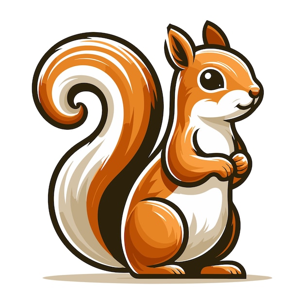 Piccolo scoiattolo con tutto il corpo, illustrazione vettoriale di personaggi, disegno soffice e adorabile di scoiattoli.