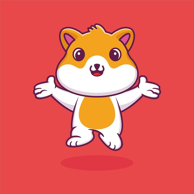 Cute squirrel happy jump cartoon vector icon illustration animal nature icon concept isolated