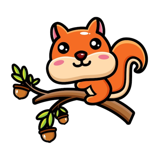 Cute squirrel is climbing a tree