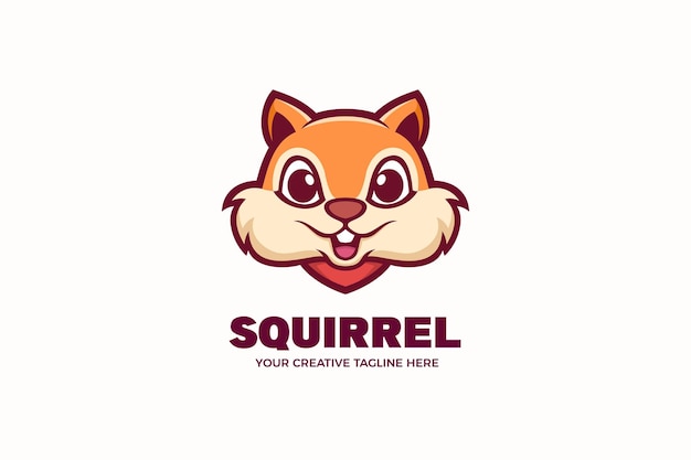 Cute Squirrel Mascot Character Logo Template