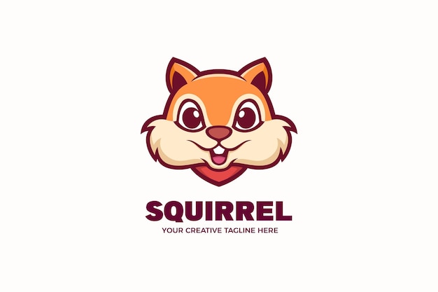 Cute squirrel mascot character logo template