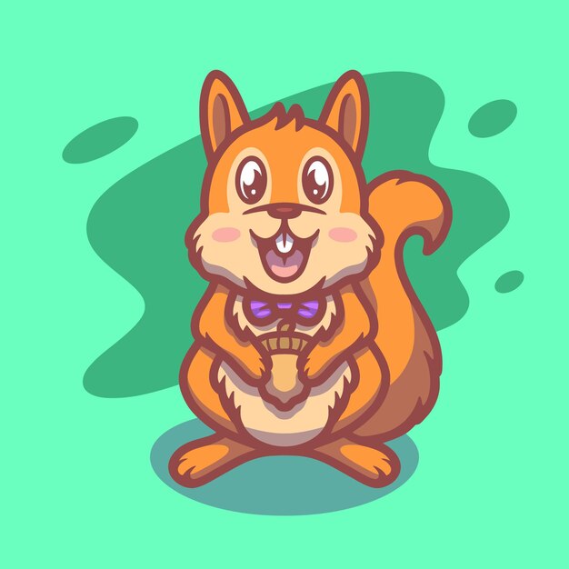 Vector cute squirrel mascot illustration design