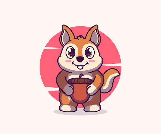 cute squirrel mascot illustration vector flat cartoon styl