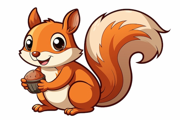 Vector cute squirrel nutty gradient illustration in white background