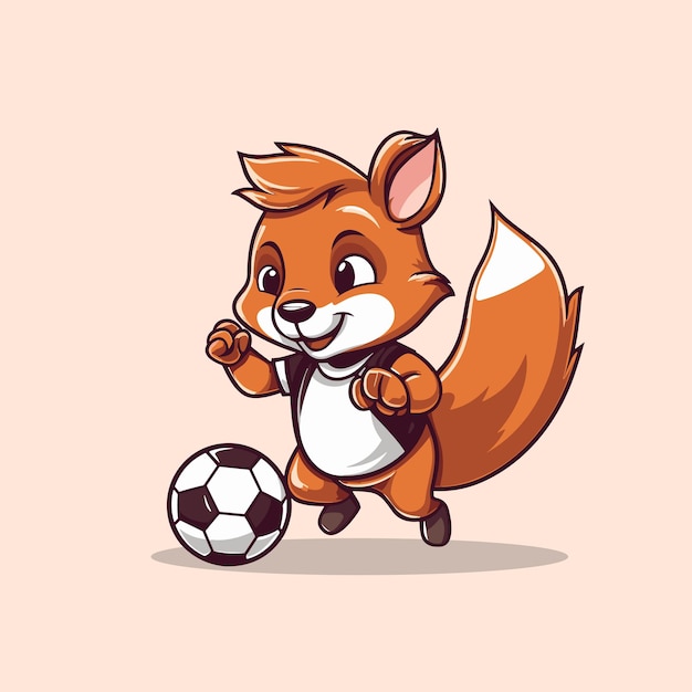 cute squirrel playing football vector illustration