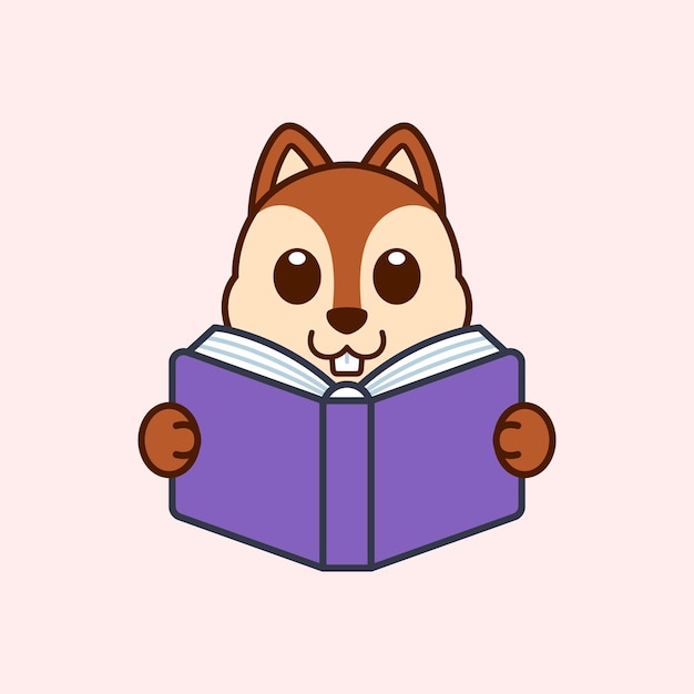책을 읽는 귀여운 다람쥐