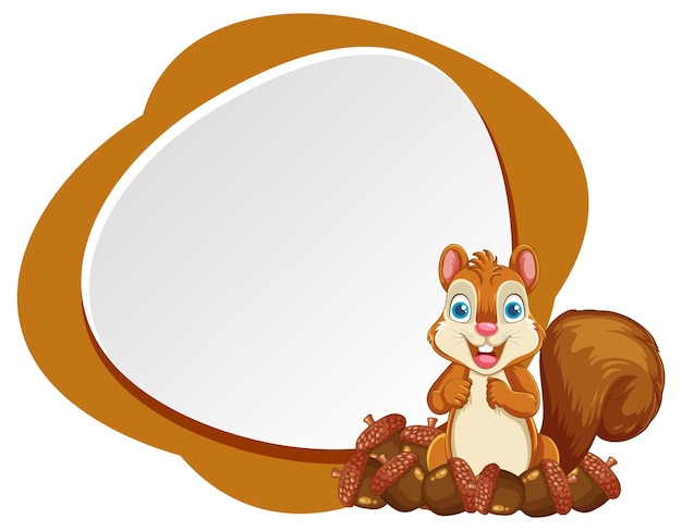 Vector cute squirrel with acorn banner