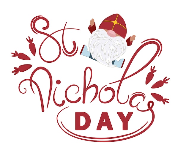 당근과 텍스트 블록이 있는 귀여운 St. Nicholas Day Sinterklaas 카드.