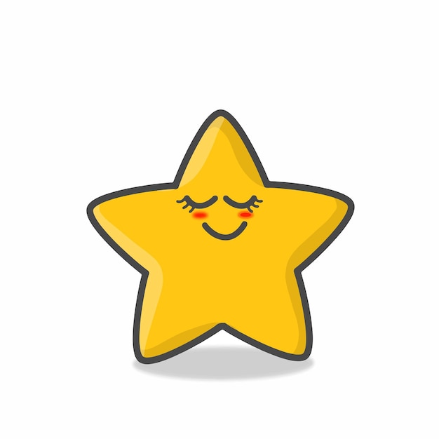 Cute Star Character Mascot Flat Cartoon Emoticon Vector Design Illustration