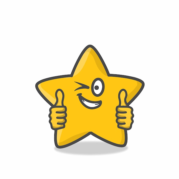 Cute Star Character Mascot Flat Cartoon Emoticon Vector Design Illustration