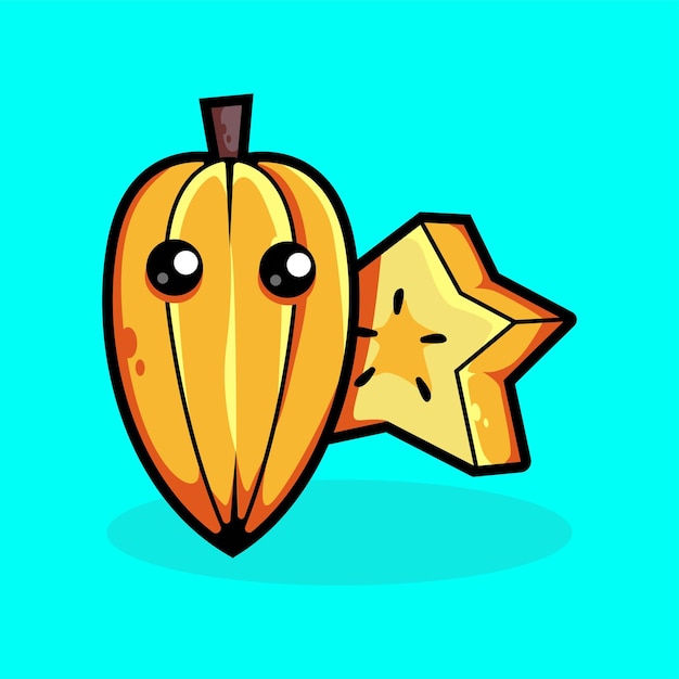 Cute star fruit cartoon vector icon illustration. animal nature icon concept. isolated premium