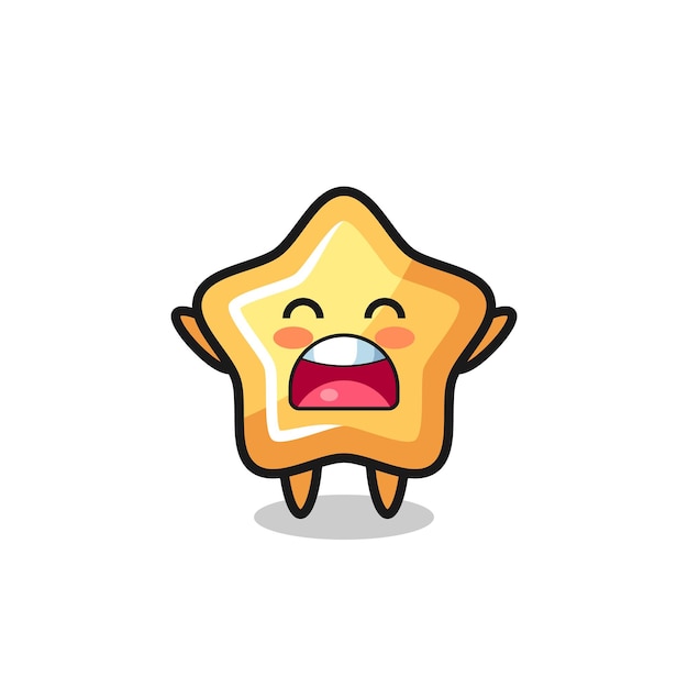 Cute star mascot with a yawn expression , cute style design for t shirt, sticker, logo element