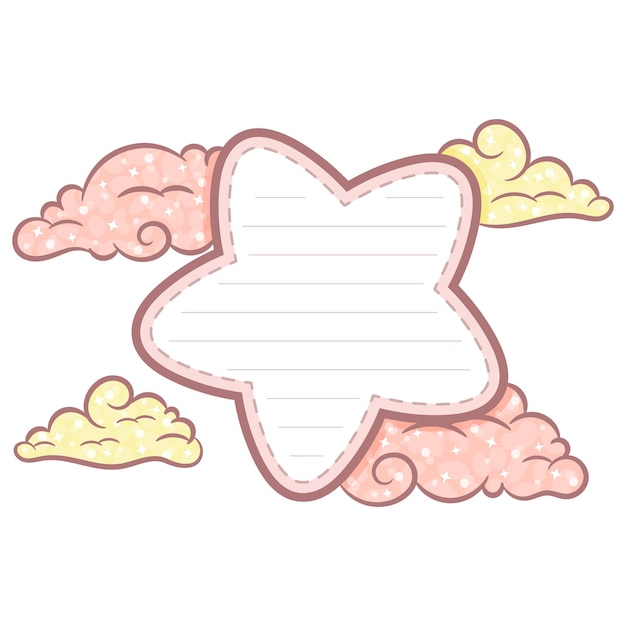 Simpatica lettera con cornice per nota a forma di stella con colorazione pastello per scrivere
