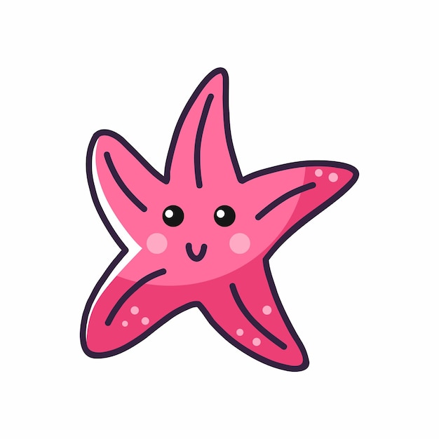 Cute starfish cartoon character illustration for children hand drawn sticker
