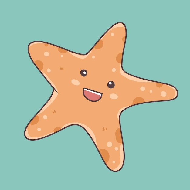 Cute starfish cartoon character sea animal underwater illustration and vector