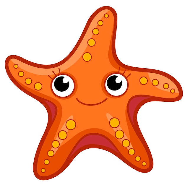 Cartone animato carino stelle marine. illustrazione di clipart di stelle marine