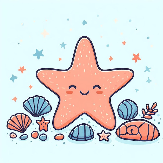 Vector cute starfish cartoon