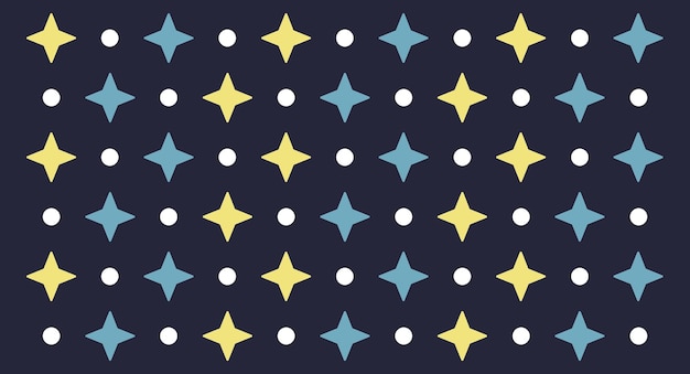 ベクトル デザイン用の可愛い星と点のシームレスパターンテンプレート 背景のフラットベクトルイラスト
