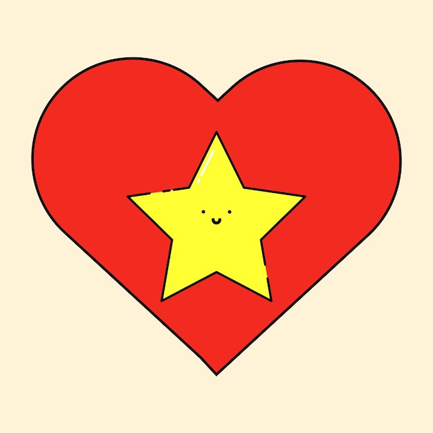 Vettore belle stelle nel cuore forma d'amore illustrazione di icone dei cartoni animati