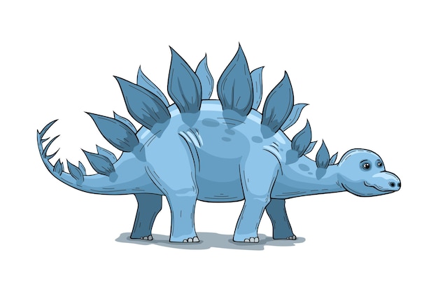 Cute stegosaurus dinosaur cartoon style vector illustration