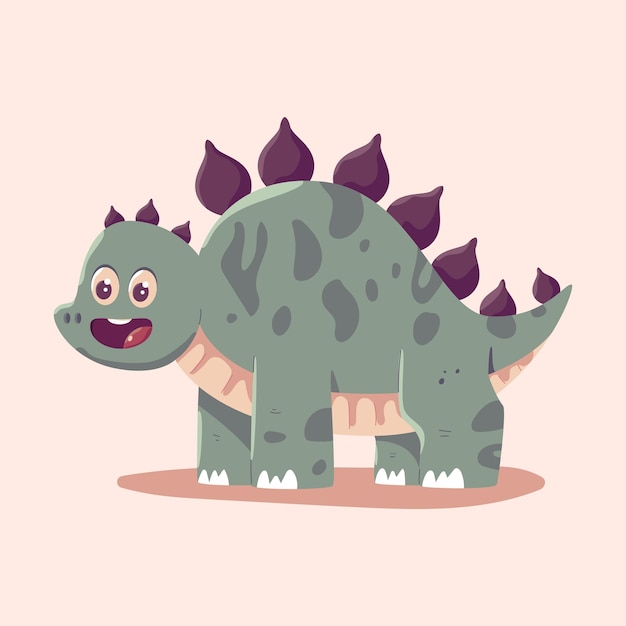 Cute stegosaurus vector cartoon dinosaur illustration isolated on background.