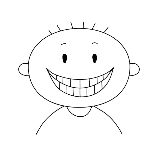 Vector cute stick smiling boy vector illustration in doodle style isolated on white