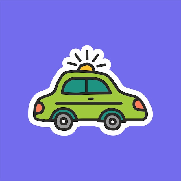 Cute sticker car transportation. Cartoon car illustration